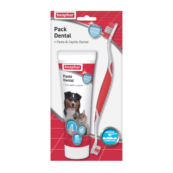 Pack Dental Beaphar de Pasta Dental y Cepillo para perro y gato