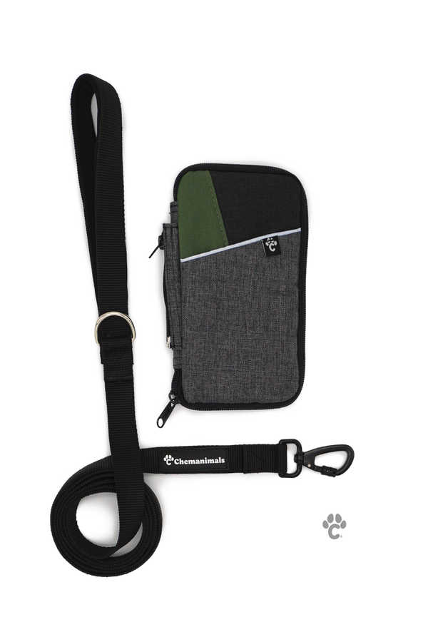 Correa Trail con bolsa verde para perro
