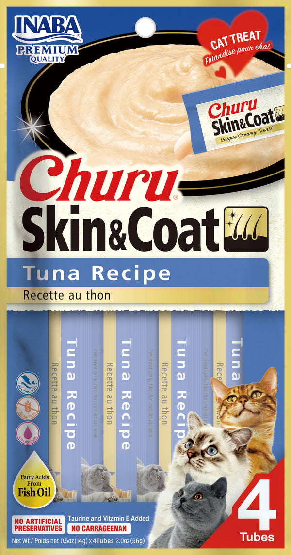Premios para gato Churu Skin & Coat 4 Sticks de atún