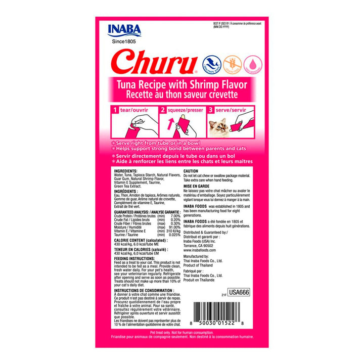 Premios para gato Churu 4 Sticks de atún y Camarón