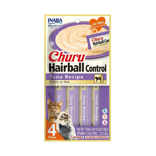 Premios para gato Churu Hairball Control 4 sticks de atún