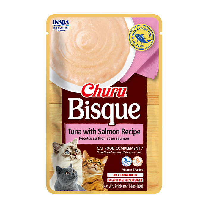 Premios para gato sobre Churu Bisque Atun y Salmon