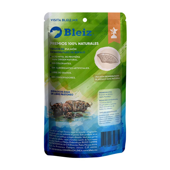 Premios de Pulmon Deshidratado de Búfalo Bleiz para Perro 100 g